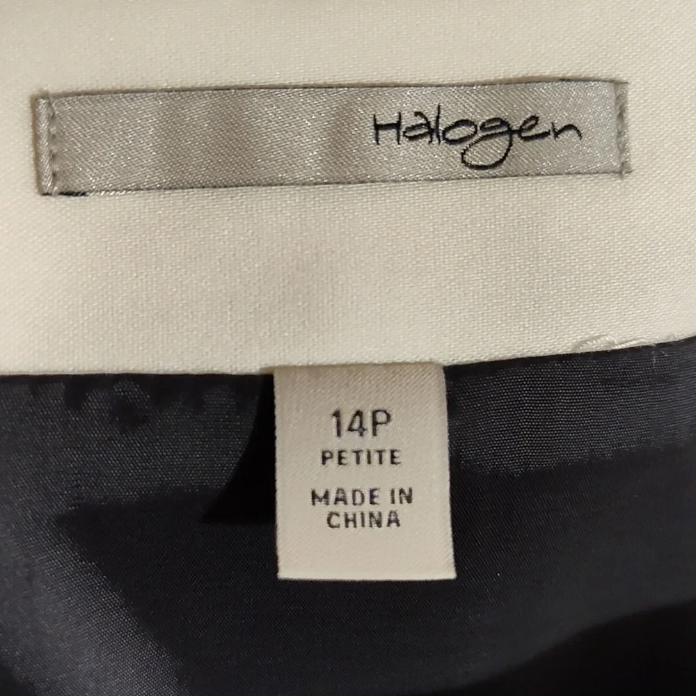 Halogen Color Block Pencil Skirt Navy Beige Cream Zip-Up Cotton Blend Lined 14P